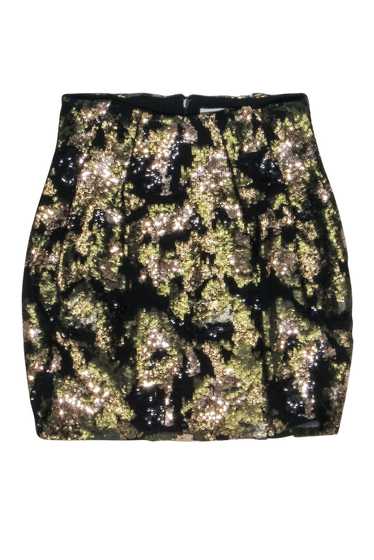 IRO - Black & Green Sequin Mini Skirt Sz 2