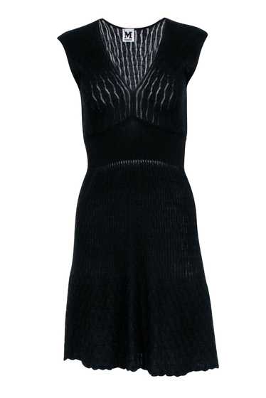 M Missoni - Black Knit V-Neckline Cap Sleeve Dress