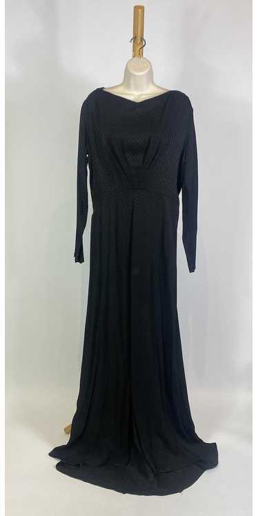 1930s Black Long Sleeve Cowl Neck Floor Length Go… - image 1