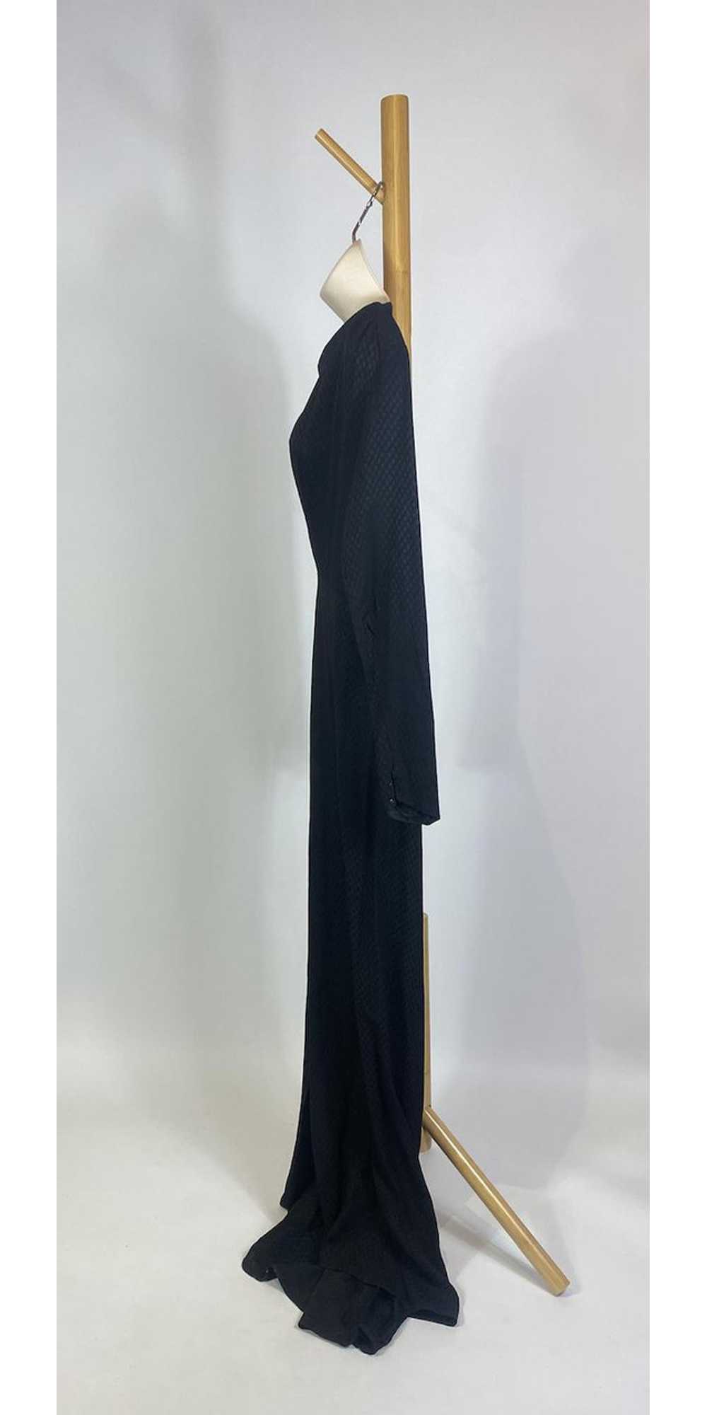 1930s Black Long Sleeve Cowl Neck Floor Length Go… - image 6