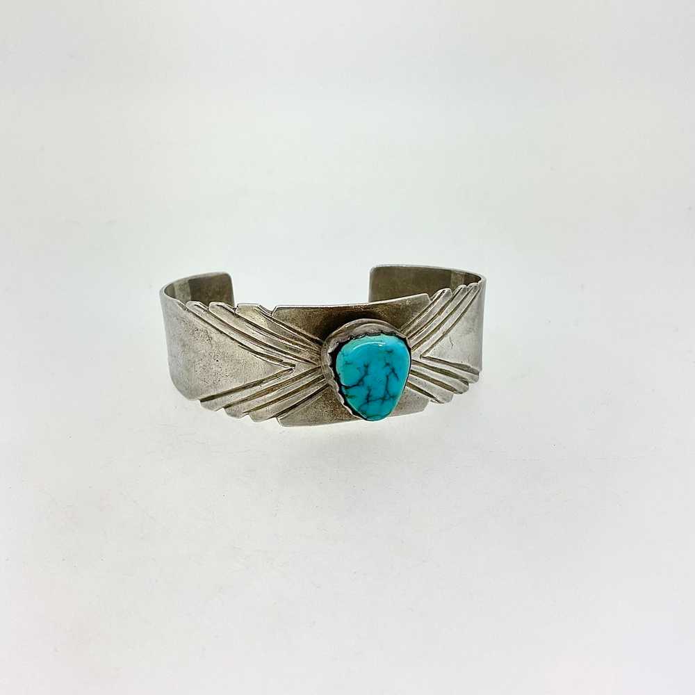 Sterling Silver and Turquoise Accented Cuff Brace… - image 3