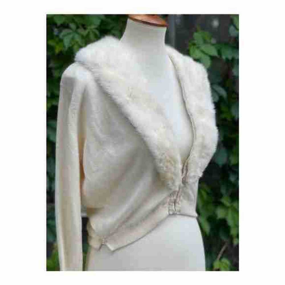 True Vintage Cashmere Cardigan Mink Collar Neutral - image 1