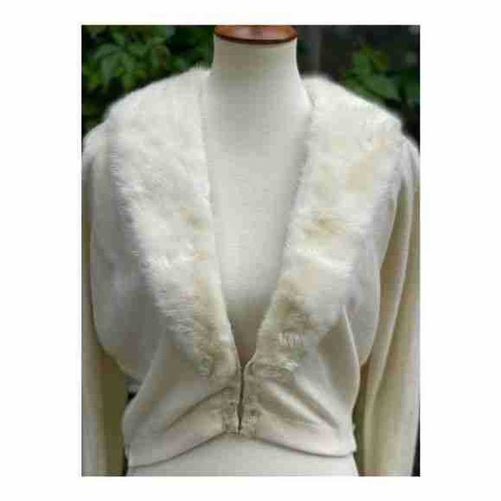 True Vintage Cashmere Cardigan Mink Collar Neutral - image 2