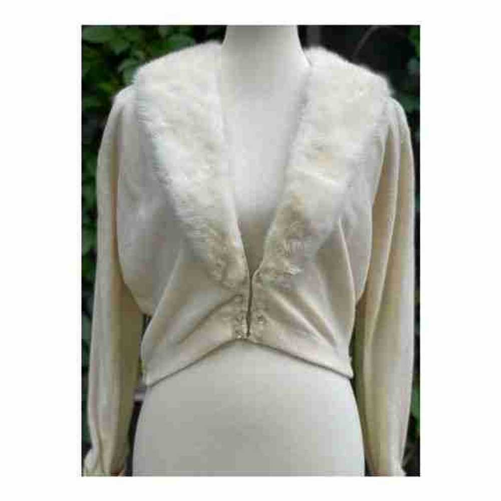 True Vintage Cashmere Cardigan Mink Collar Neutral - image 3