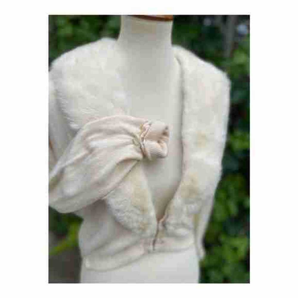 True Vintage Cashmere Cardigan Mink Collar Neutral - image 5