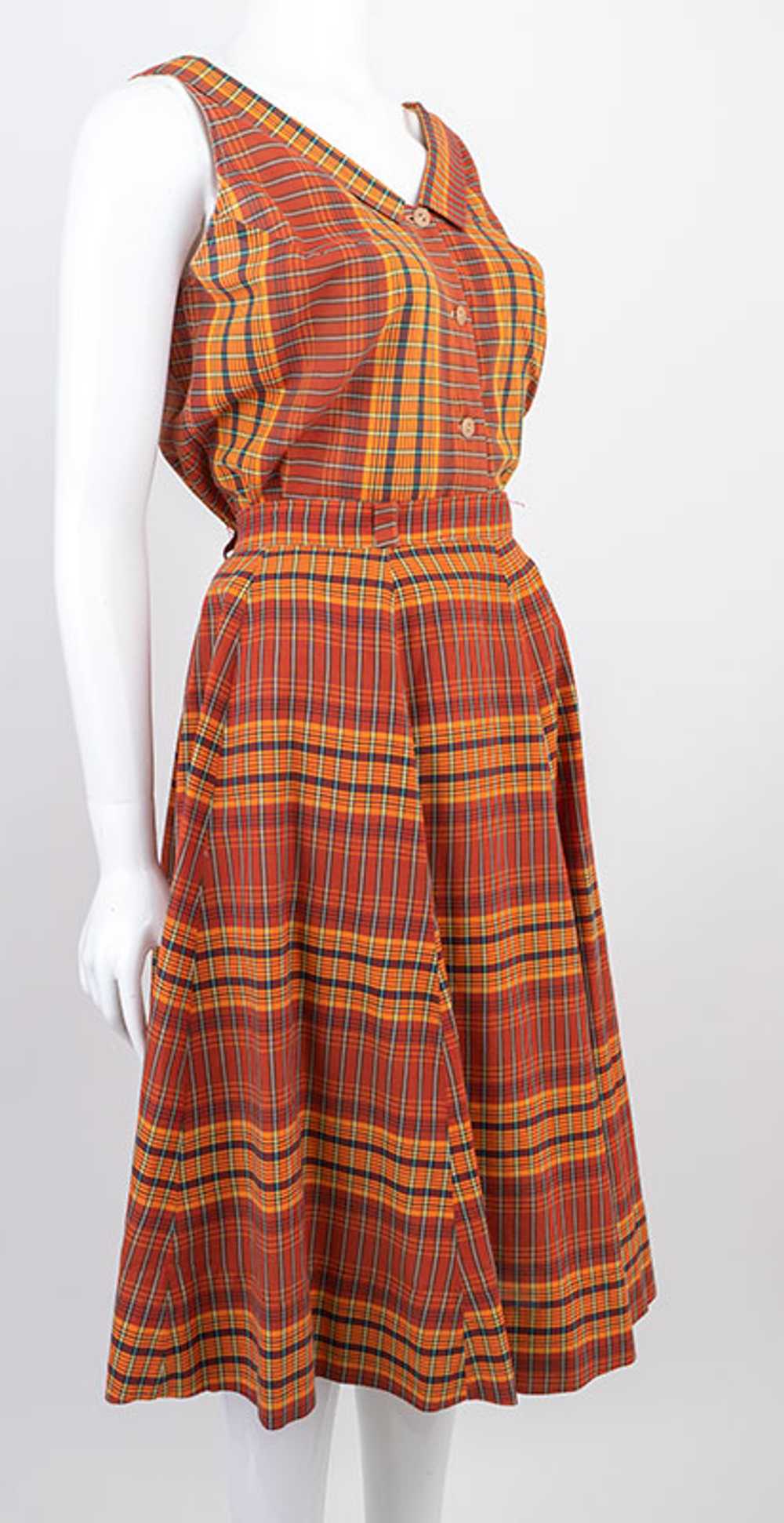 1950s 2 Piece Madras Plaid Sun Dress - image 3