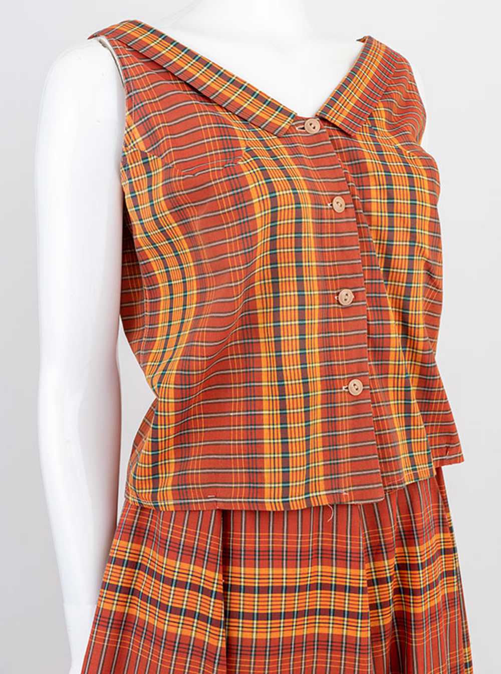 1950s 2 Piece Madras Plaid Sun Dress - image 4