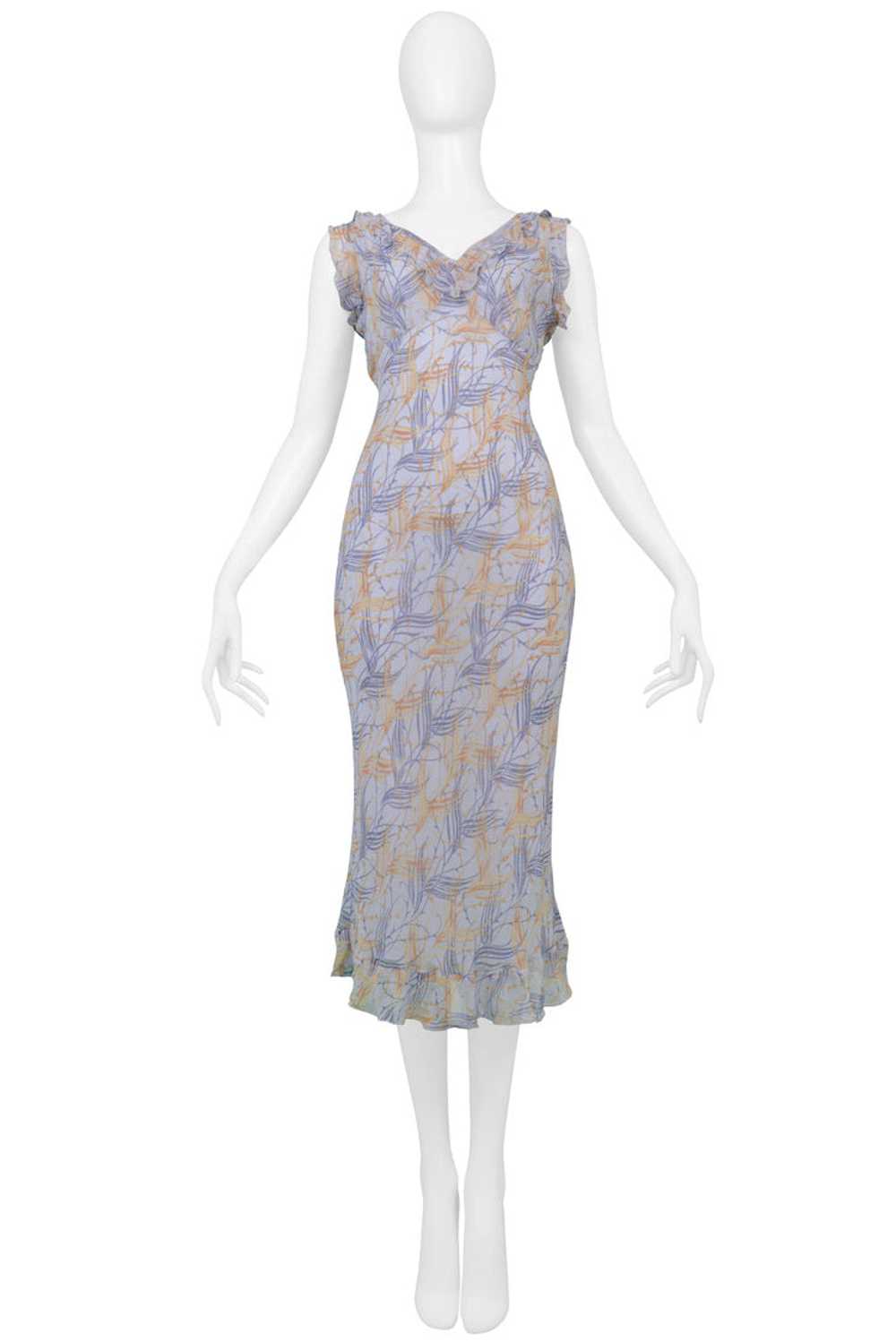 CHLOE BLUE CHIFFON DAY DRESS WITH RUFFLES - image 3