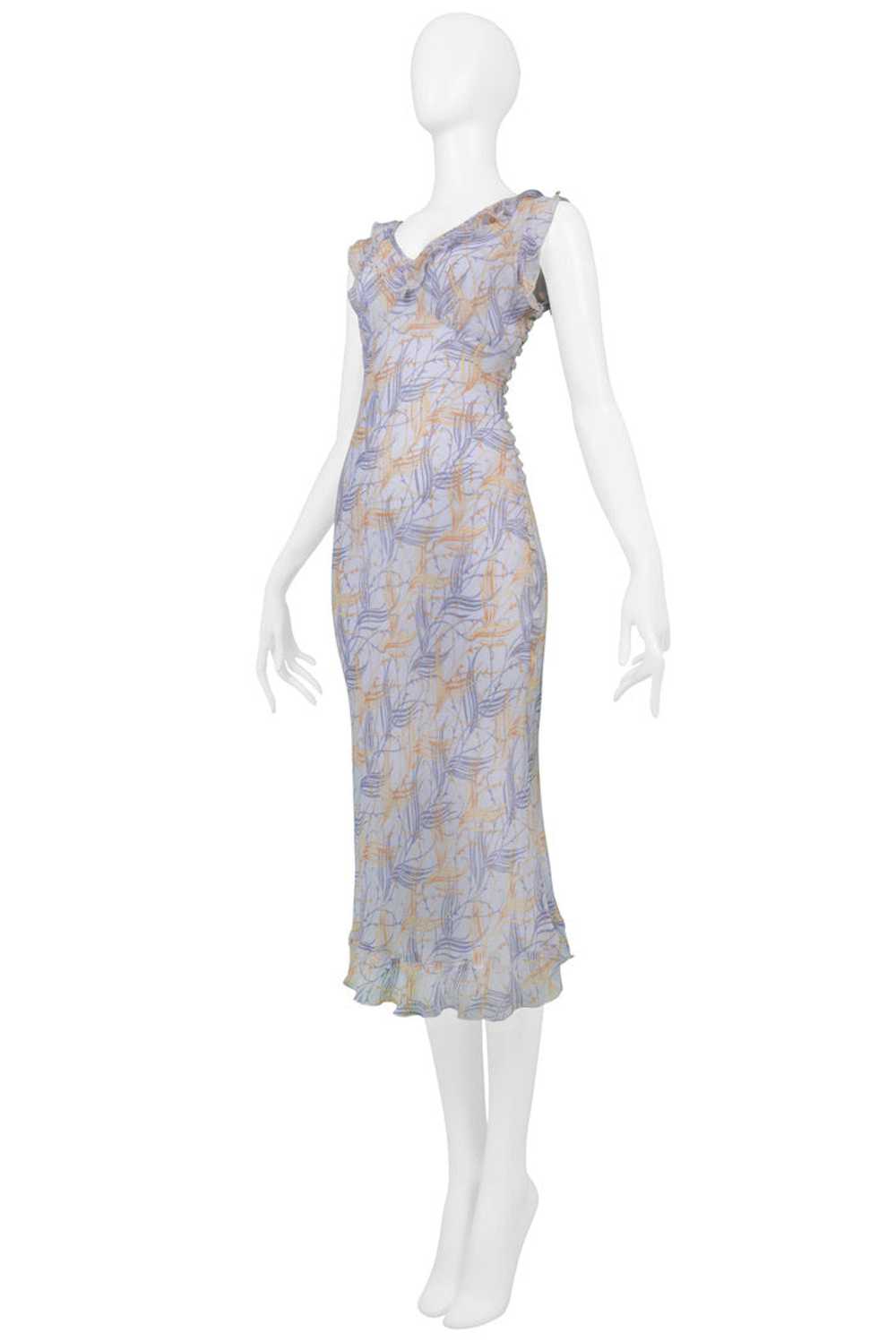 CHLOE BLUE CHIFFON DAY DRESS WITH RUFFLES - image 5