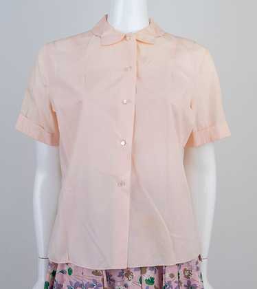1950s Pale Pink Cotton Blouse - image 1