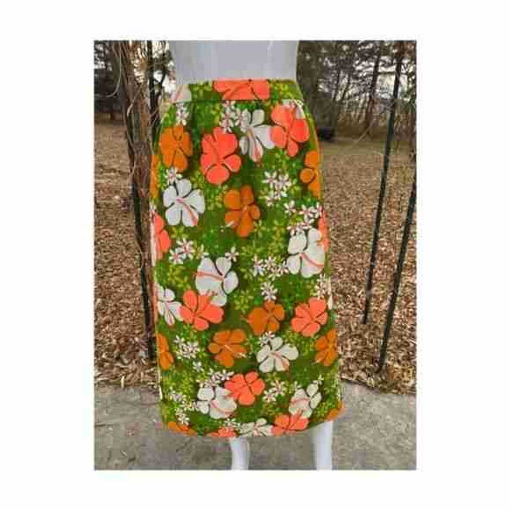 Vintage 60s Midi Skirt Floral Flower Power Groovy… - image 12