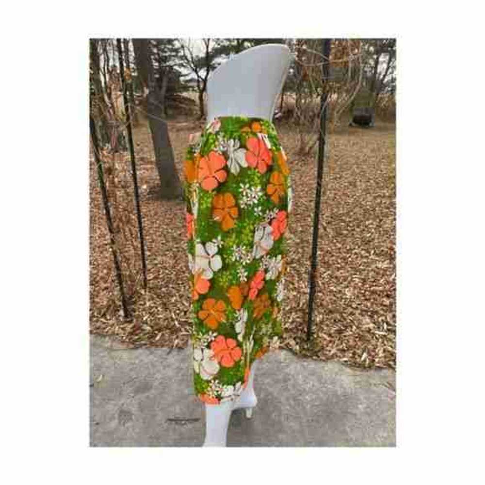 Vintage 60s Midi Skirt Floral Flower Power Groovy… - image 2