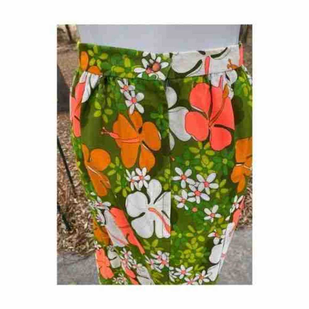 Vintage 60s Midi Skirt Floral Flower Power Groovy… - image 3