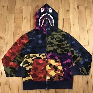 A BATHING APE BAPE SS19 Mix Camo Shark Crazy Wide Crewneck 1F30