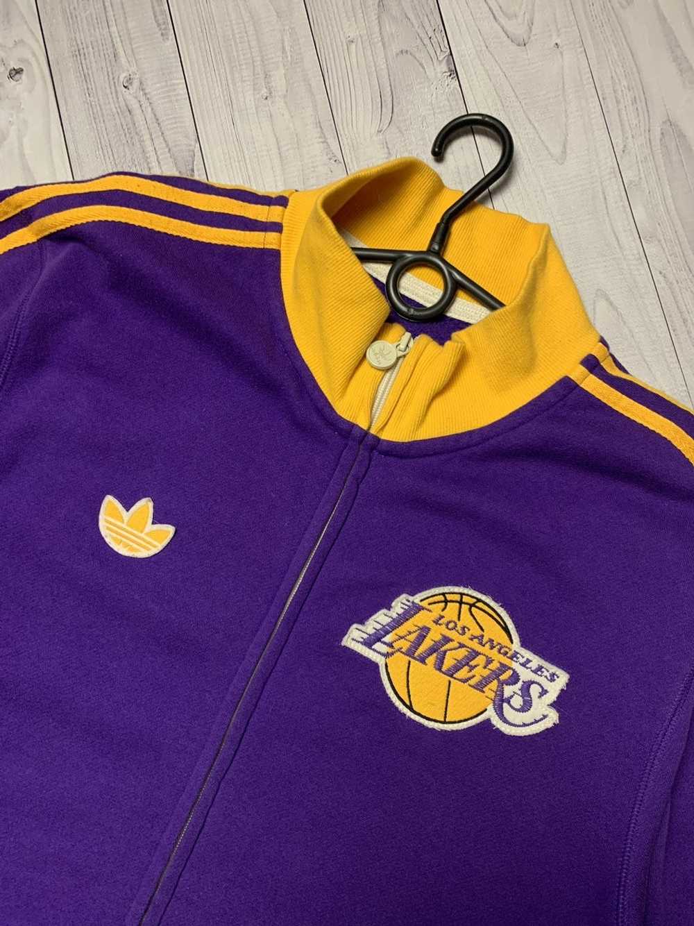 Adidas Los Angeles Lakers Youth Large 14/16 Yellow Purple Hoodie Stitched