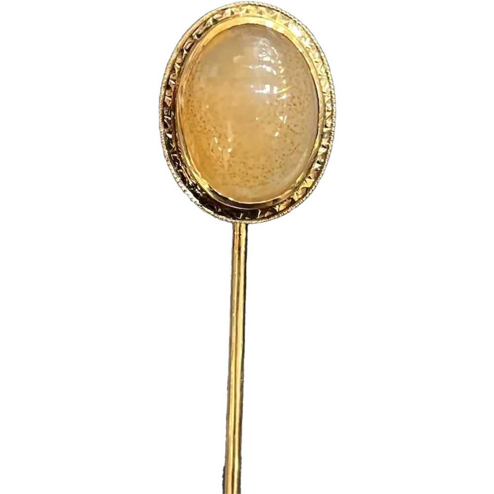 Antique 14K Yellow Gold Agate Stick Pin - image 1