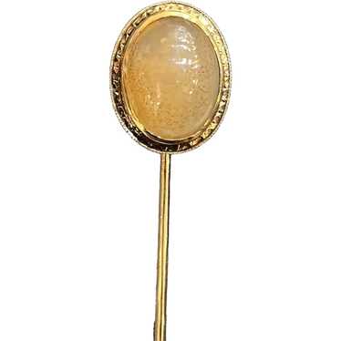 Antique 14K Yellow Gold Agate Stick Pin - image 1