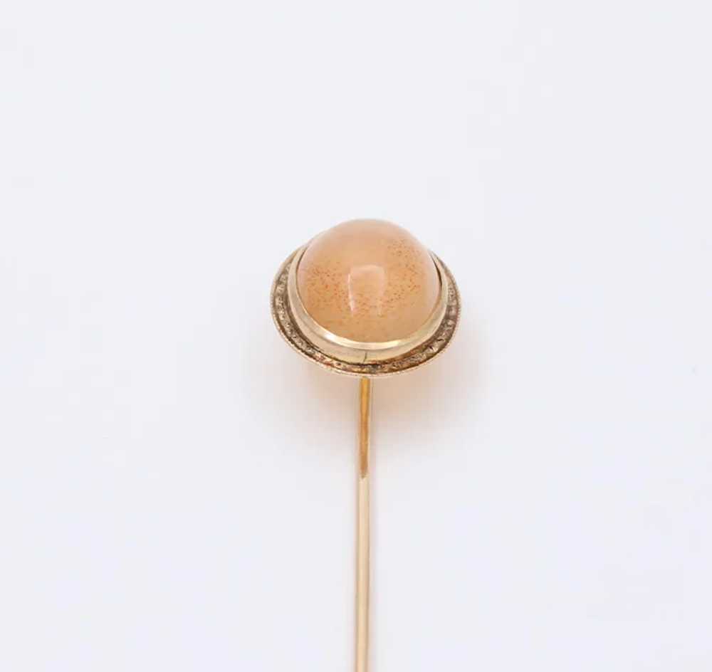 Antique 14K Yellow Gold Agate Stick Pin - image 2