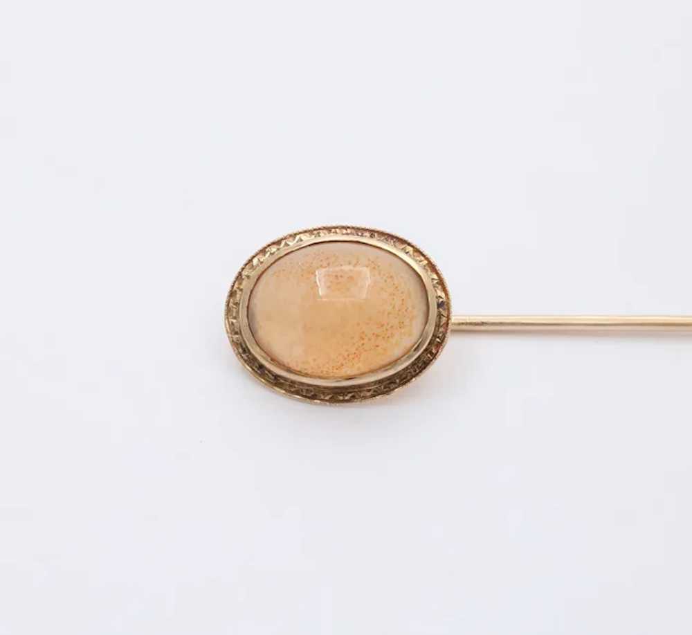 Antique 14K Yellow Gold Agate Stick Pin - image 4