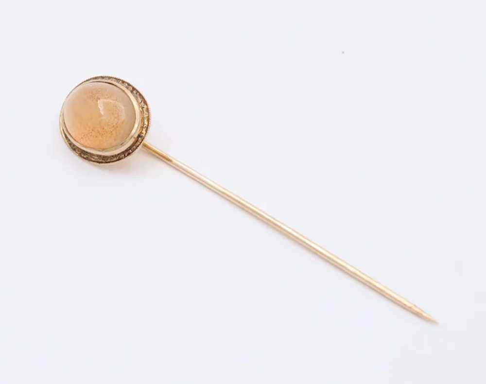 Antique 14K Yellow Gold Agate Stick Pin - image 5