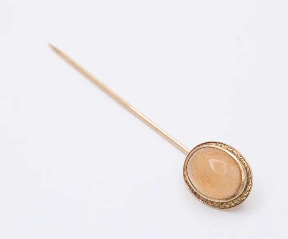 Antique 14K Yellow Gold Agate Stick Pin - image 6