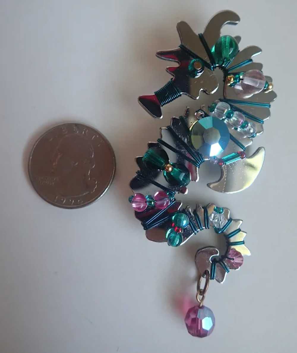 Vintage Liztech 1996 Seahorse Pin Brooch - image 2