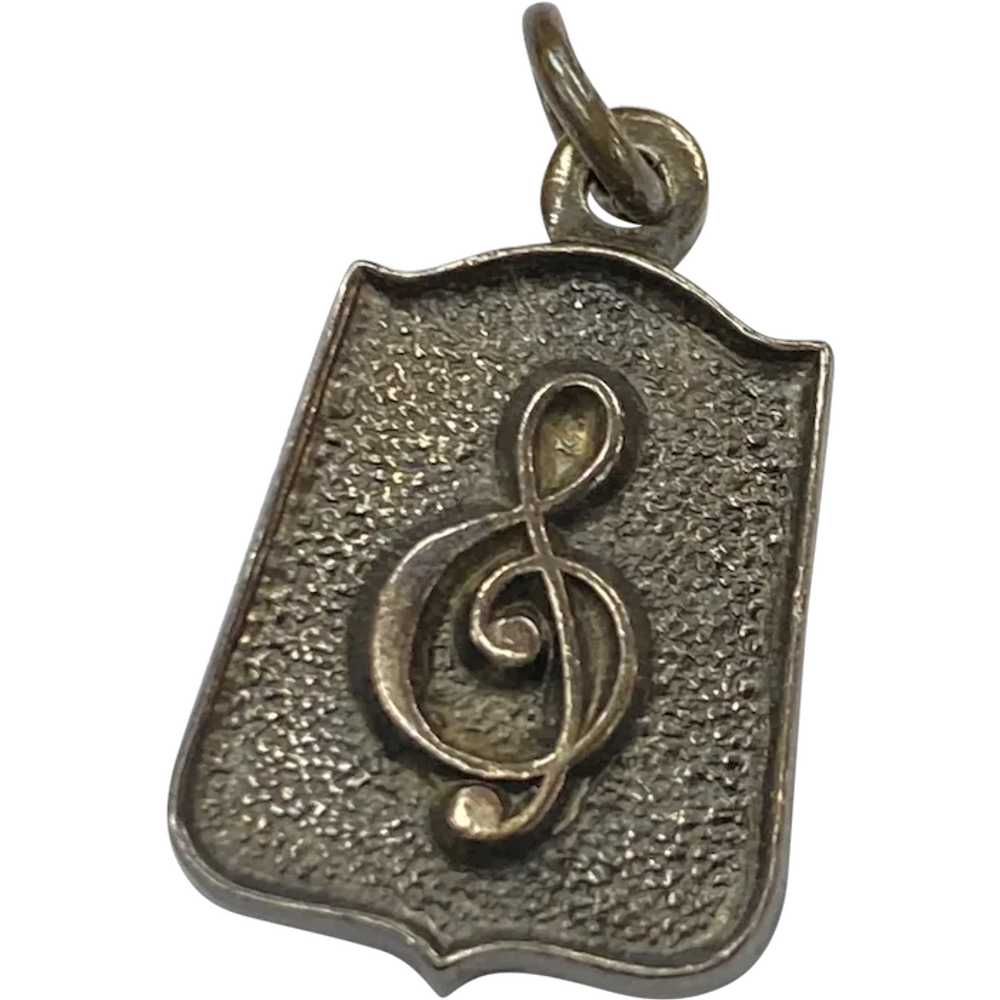 Treble Clef Vintage Music Charm Sterling Silver - image 1