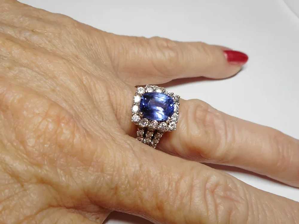 18k White Gold Cornflower Blue Sapphire & Diamond… - image 10