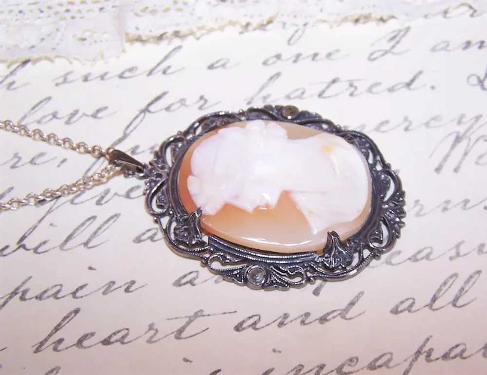 Victorian Revival Sterling Silver Shell Cameo Pen… - image 6