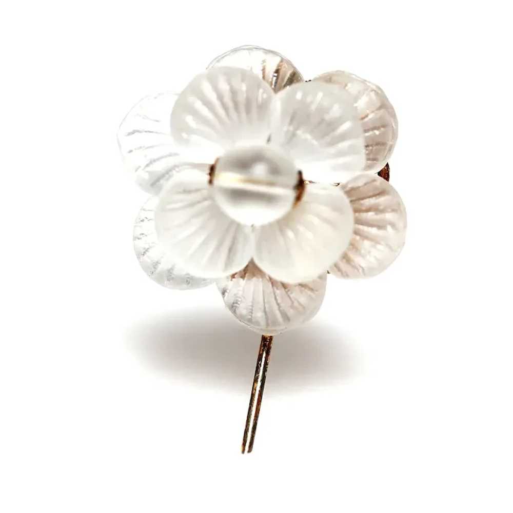 Haskell Flower Stickpin, Carved Frosted Glass or … - image 2