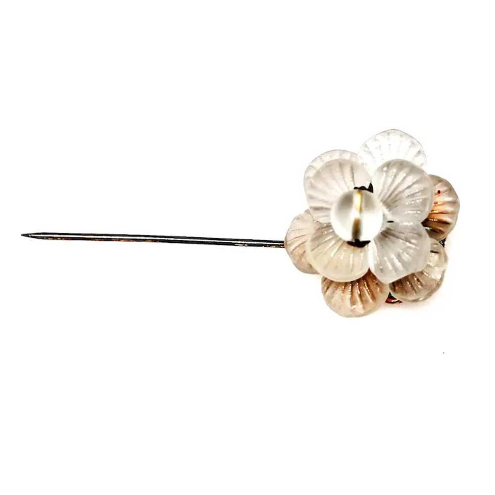 Haskell Flower Stickpin, Carved Frosted Glass or … - image 3