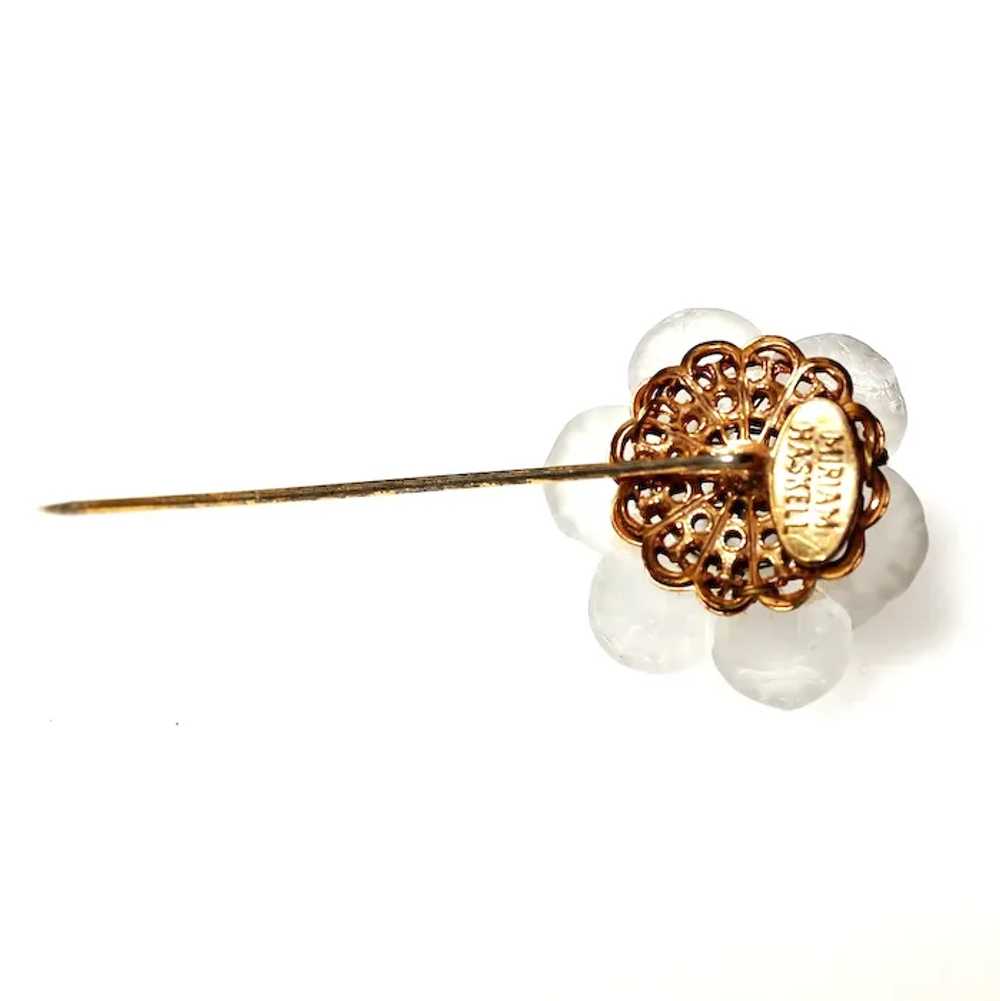 Haskell Flower Stickpin, Carved Frosted Glass or … - image 5