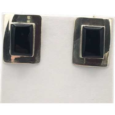 Taxco Sterling Silver Black Onyx Earrings