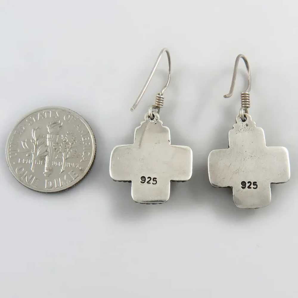 Sterling Silver Cultured Pearl Cross Earrings - image 5