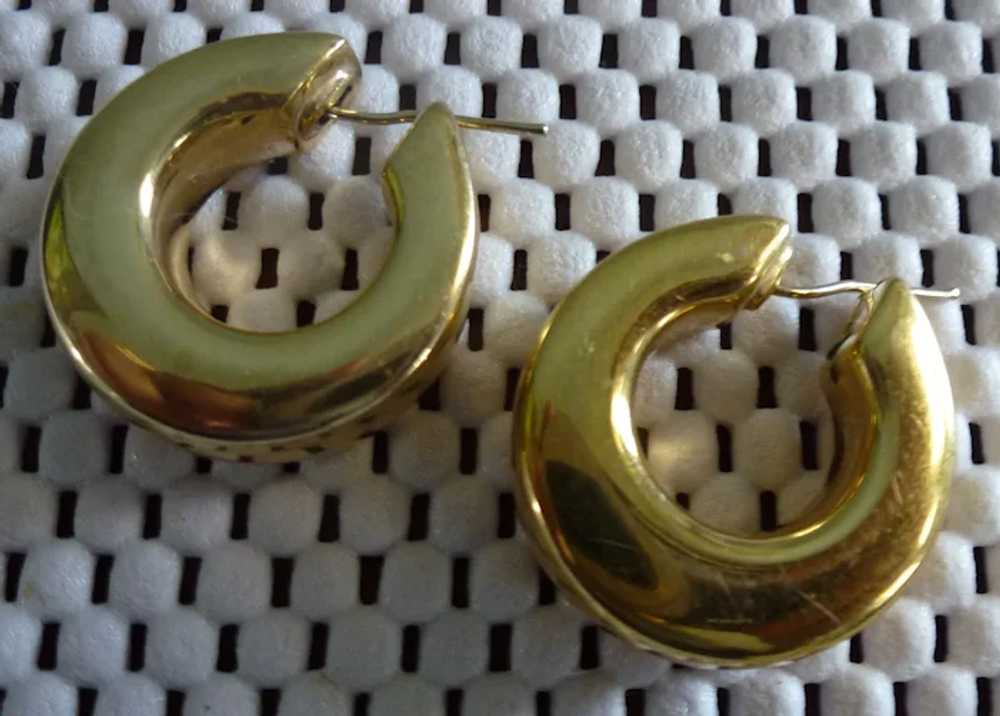 14k Round Thick Large Hoop Earrings 1" 9.12 g - image 10