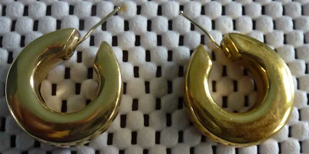 14k Round Thick Large Hoop Earrings 1" 9.12 g - image 2