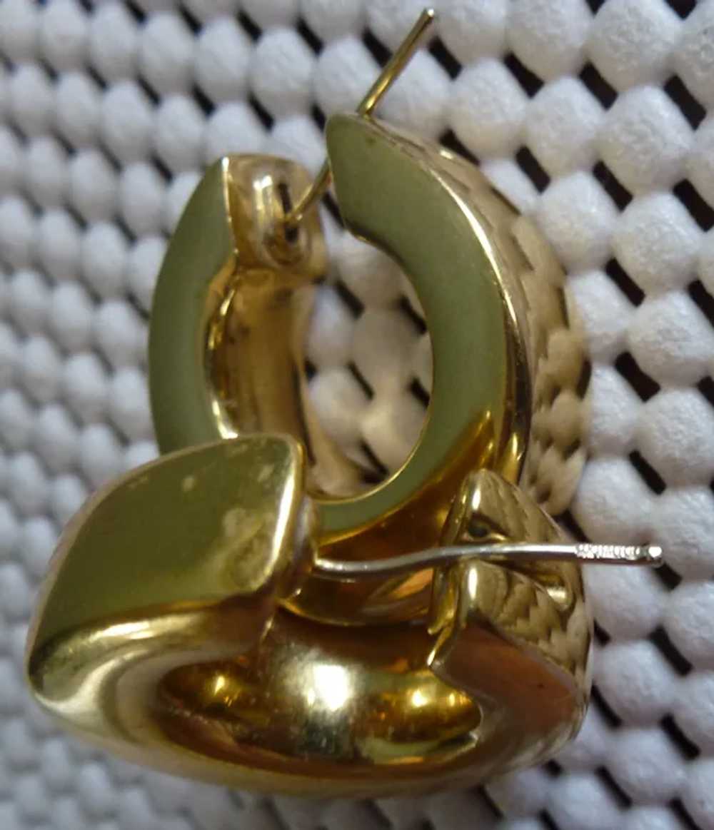 14k Round Thick Large Hoop Earrings 1" 9.12 g - image 9