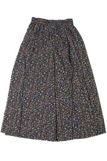 Vintage Black Floral Skirt With Pockets - image 1