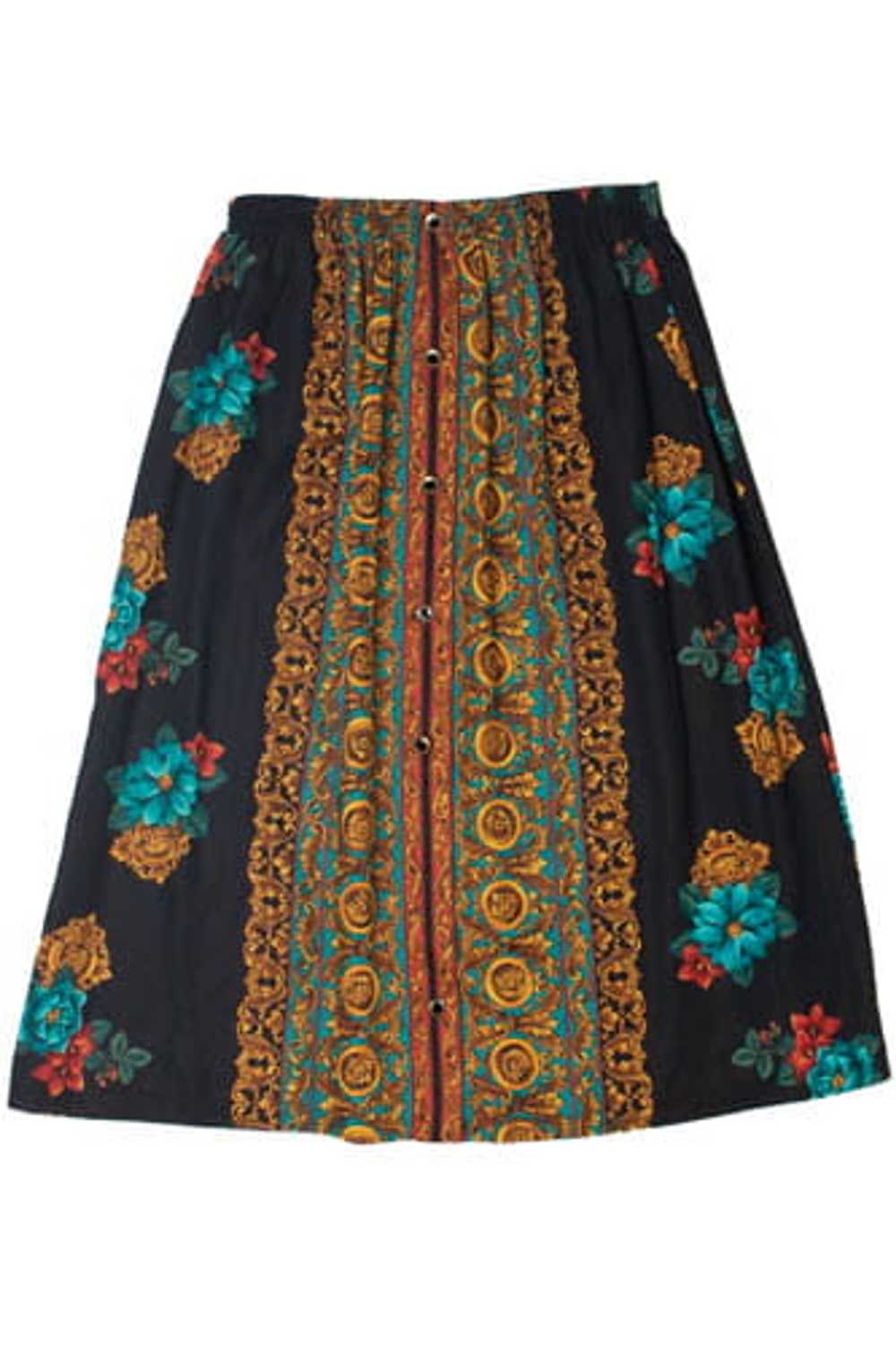 Vintage Faux Button Down Floral Skirt - image 1