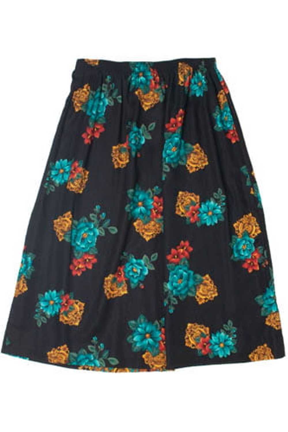 Vintage Faux Button Down Floral Skirt - image 2