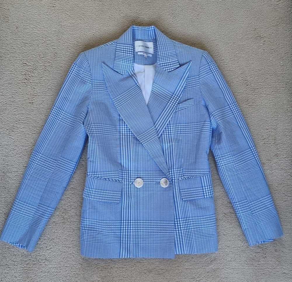 Carmen March Blue Checked Double Breasted Blazer - image 3