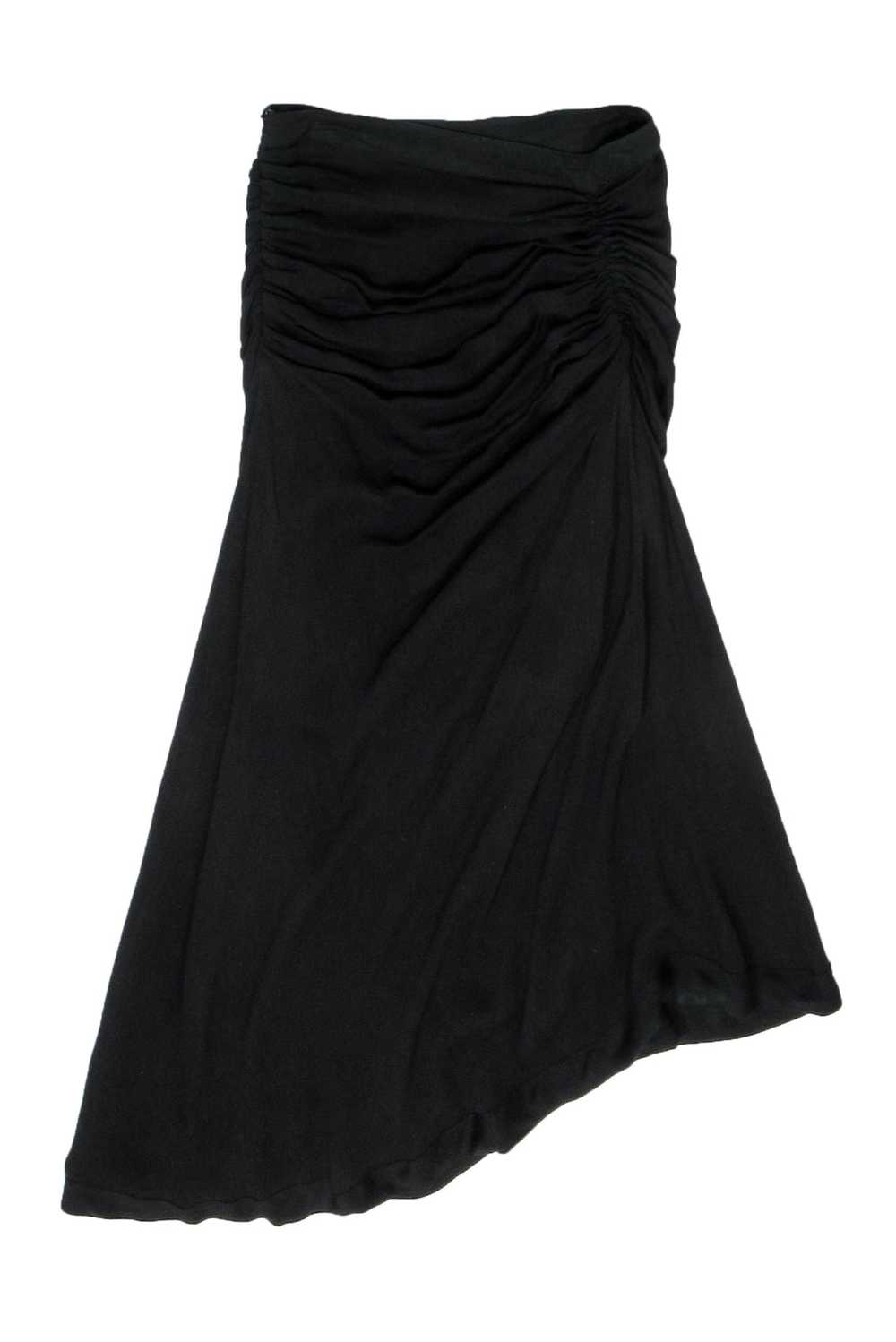 IRO - Black Silk Blend Midi Skirt w/ Ruching Sz 2 - image 1