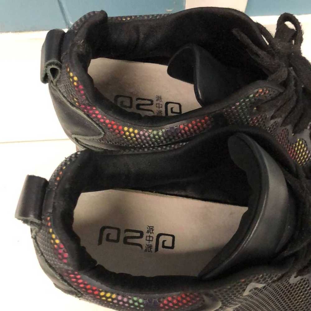 Vintage Colorful wedge mesh black sneakers Korean… - image 5