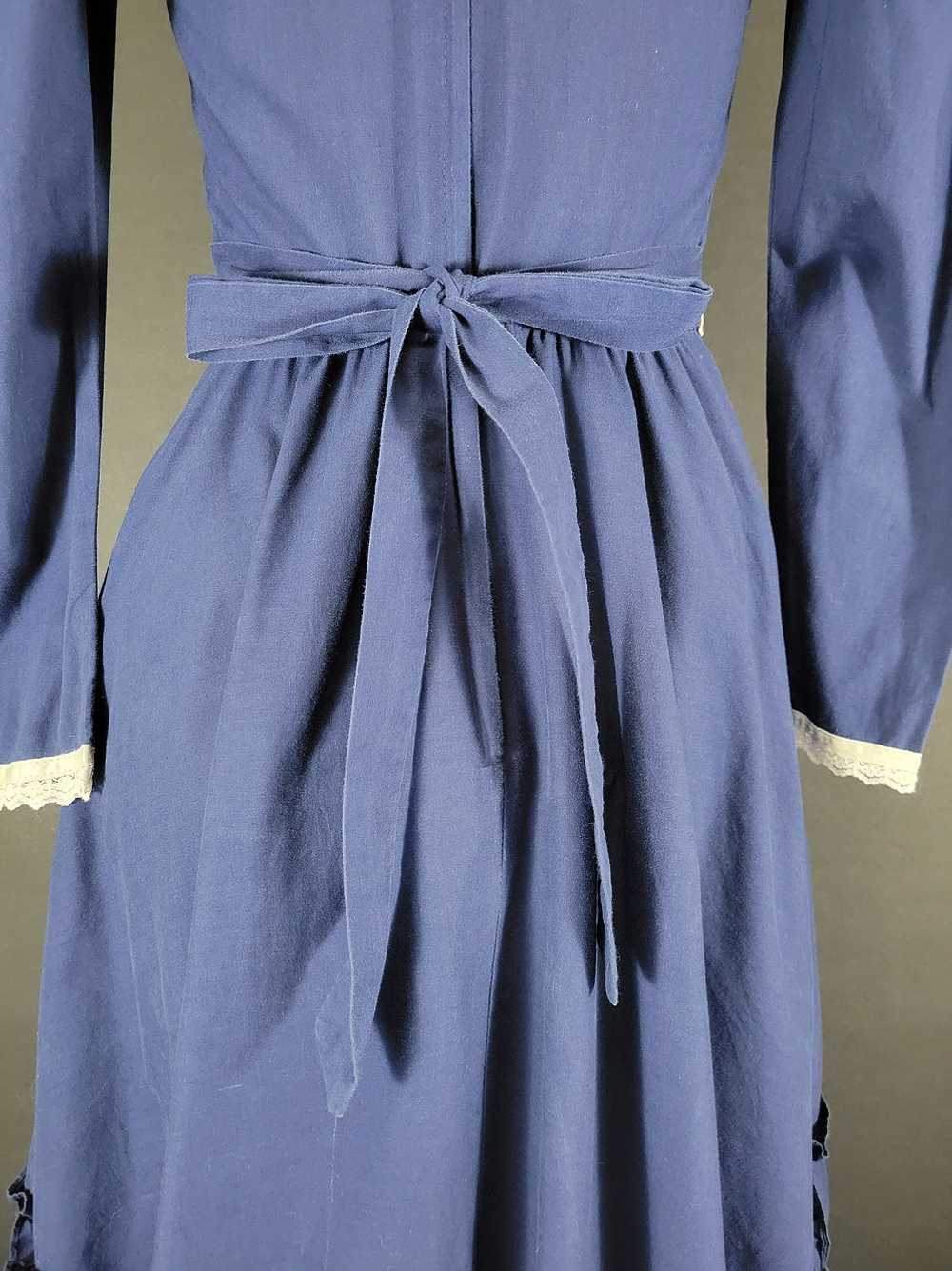 70s Gunne Sax Navy Blue Prairie Dress - image 12