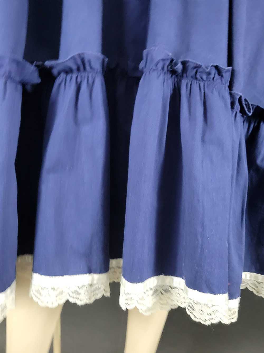 70s Gunne Sax Navy Blue Prairie Dress - image 7