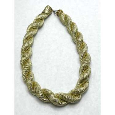 Vintage Vintage Gold Metallic Rope Choker Necklace - image 1