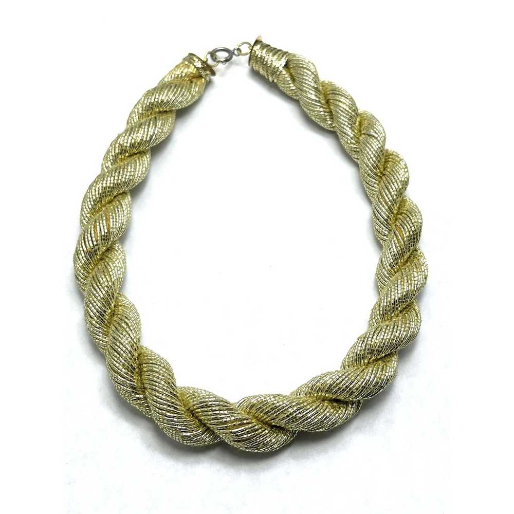 Vintage Vintage Gold Metallic Rope Choker Necklace - image 2