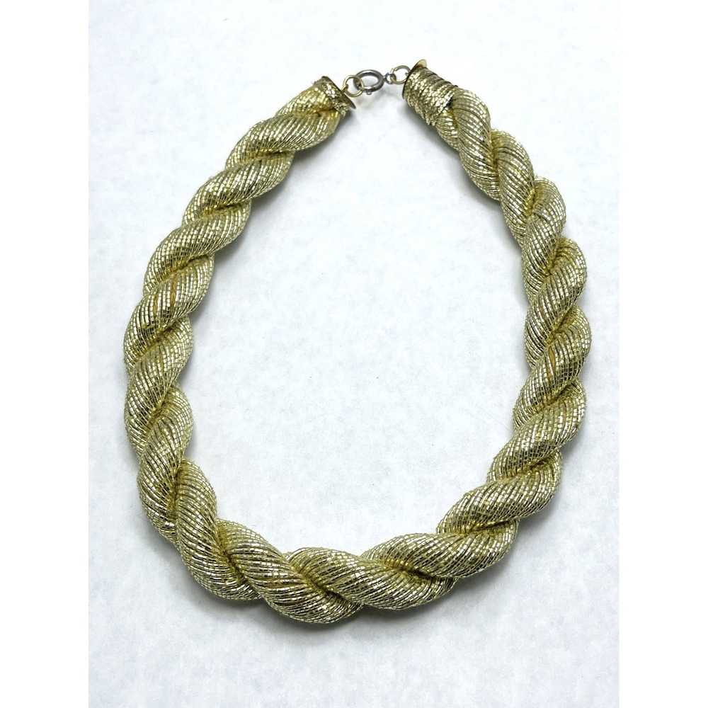 Vintage Vintage Gold Metallic Rope Choker Necklace - image 3