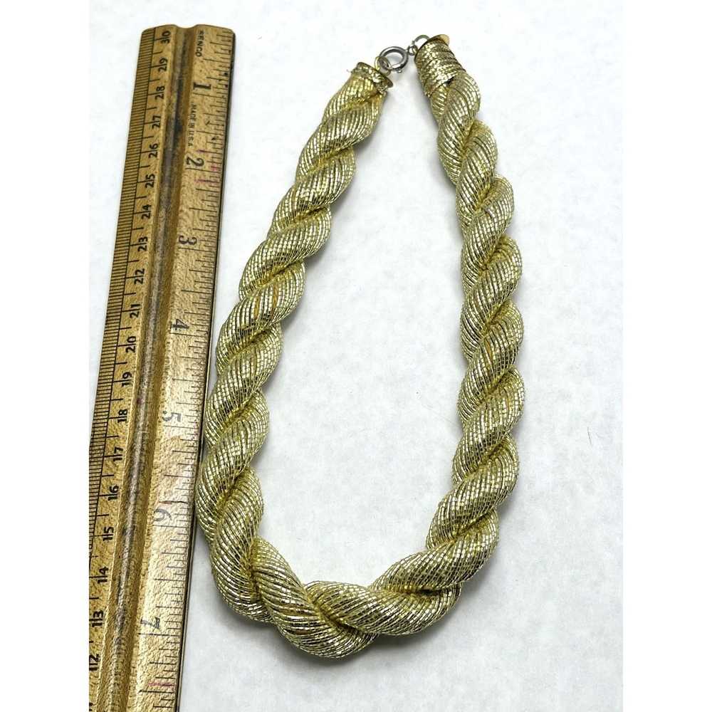 Vintage Vintage Gold Metallic Rope Choker Necklace - image 4
