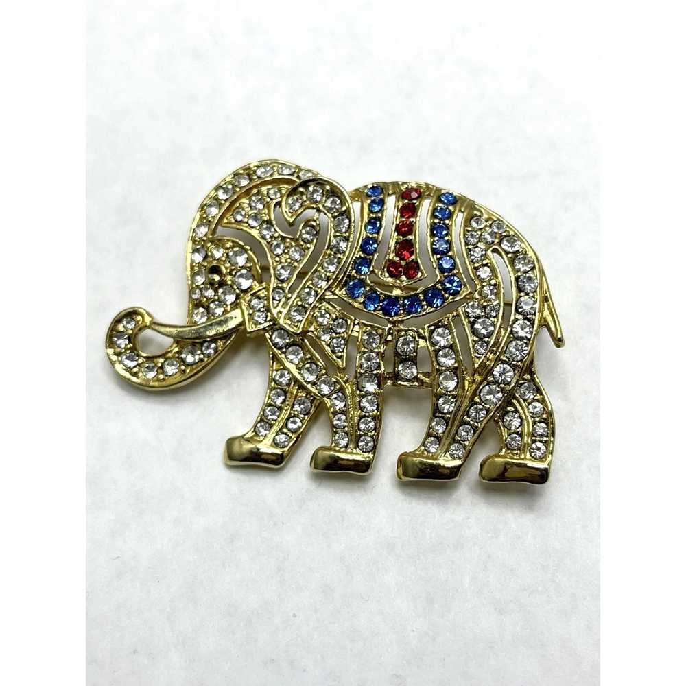 Vintage Vintage Rhinestone Elephant Brooch Pin - image 1